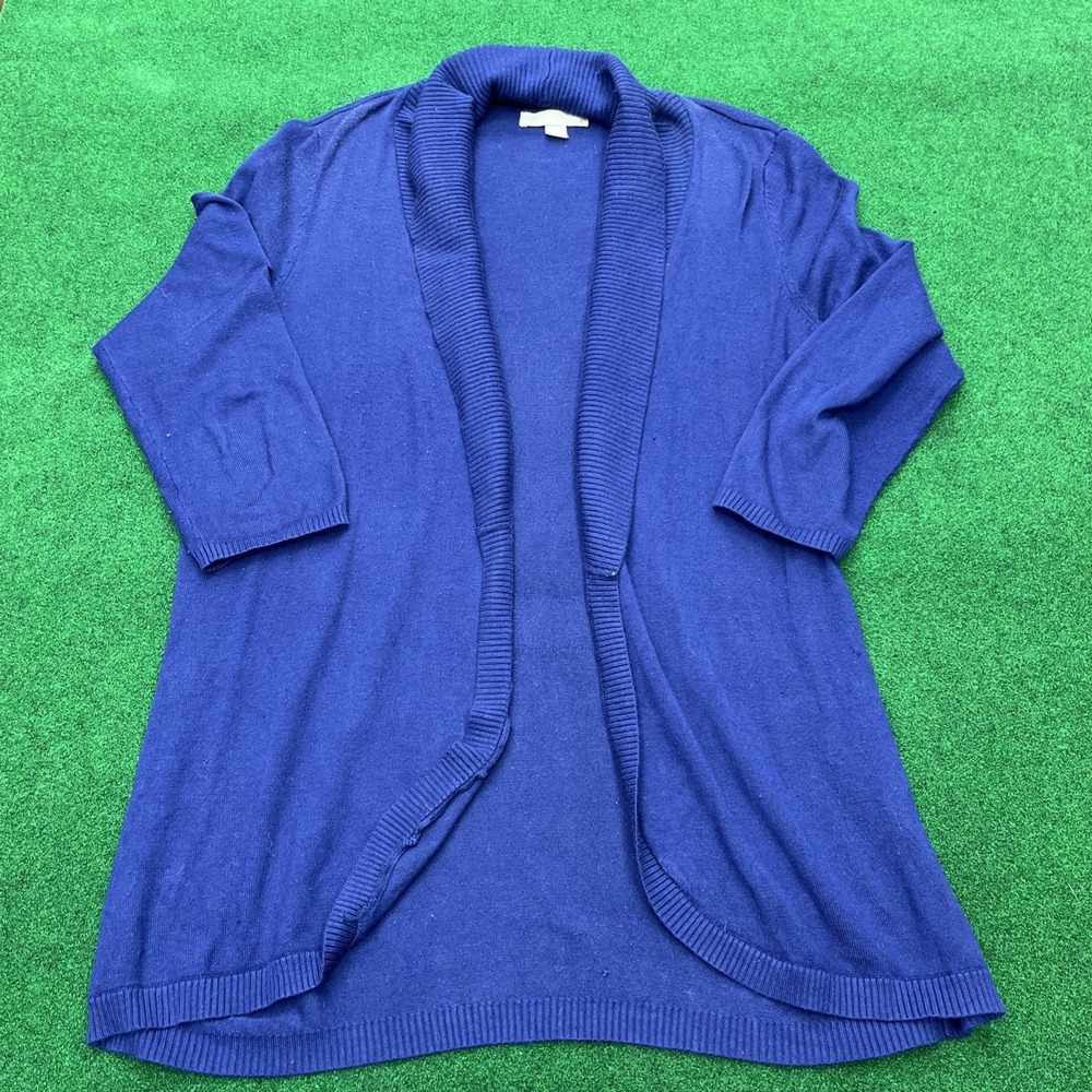 one A Open Front 3/4 Sleeve Navy Blue Cardigan Womens Size Large